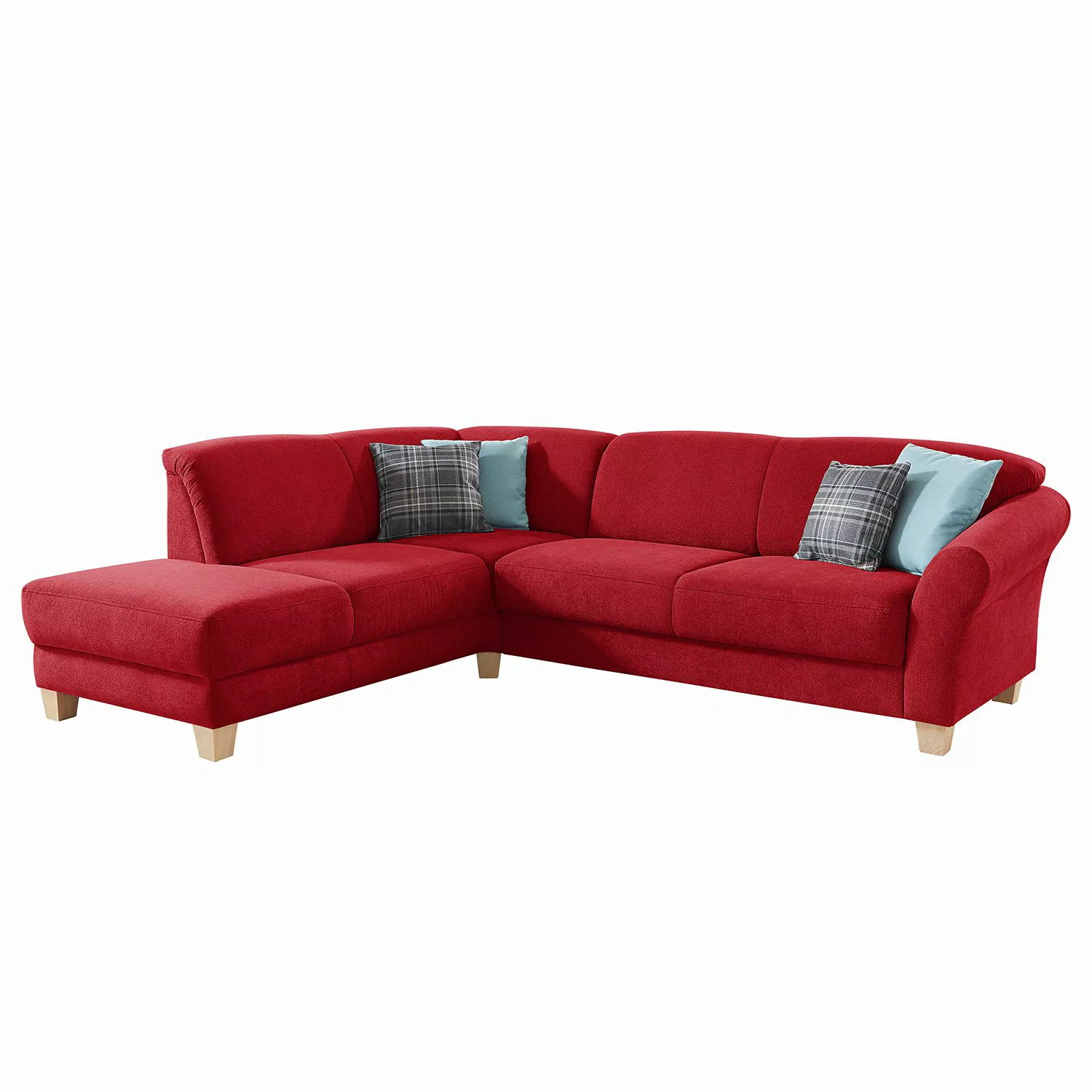 home24 Ars Natura Ecksofa Cebu 2-Sitzer Rot Webstoff 257x84x212 cm mit Bett günstig online kaufen