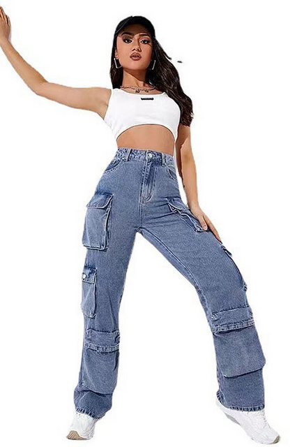 CHENIN Cargojeans Damen-cargohose, lockere damen-jeans mit mehreren taschen günstig online kaufen