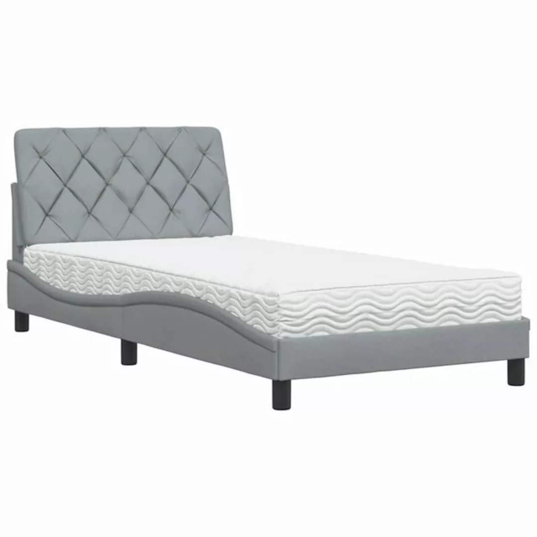 vidaXL Bett Bett mit Matratze Hellgrau 100x200 cm Stoff günstig online kaufen