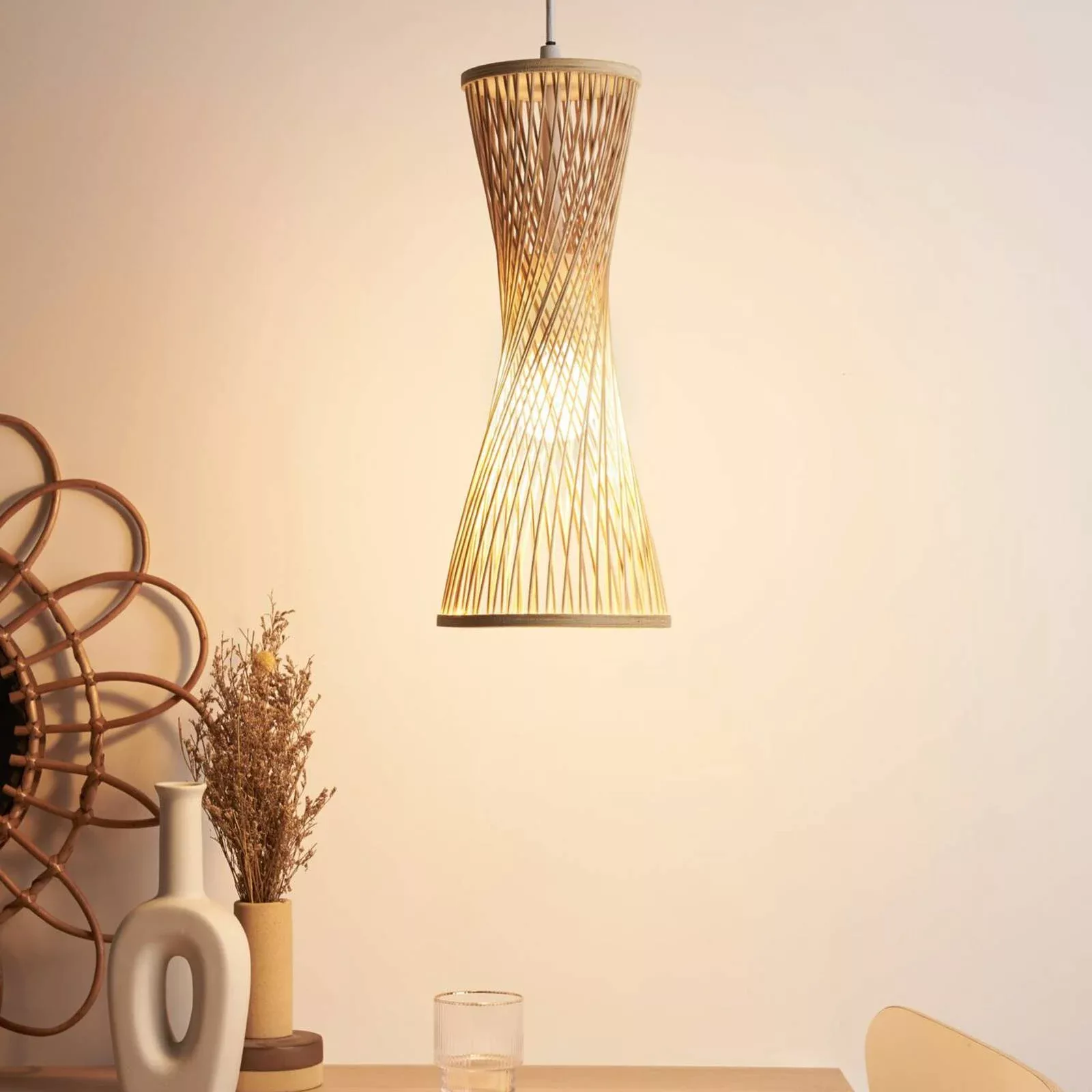 Pauleen Woody Glow Pendellampe mit Rattanschirm günstig online kaufen