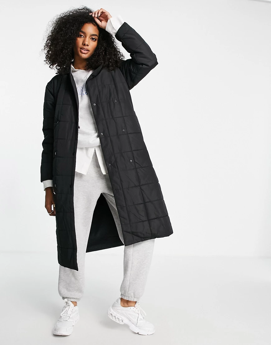 Selected Femme – Zweireihiger Mantel aus recyceltem Material in Schwarz mit günstig online kaufen