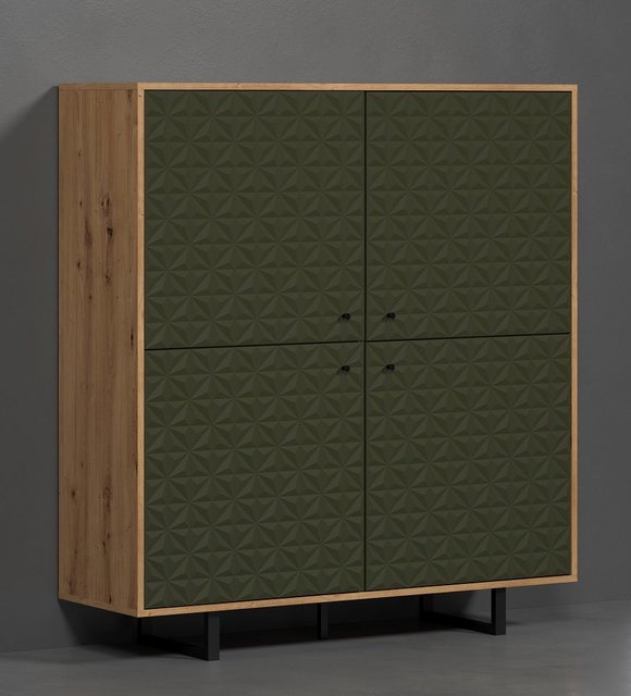 trendteam Vitrine Highboard Sentra, Dark Green / Artisan Eiche (no-Set) günstig online kaufen