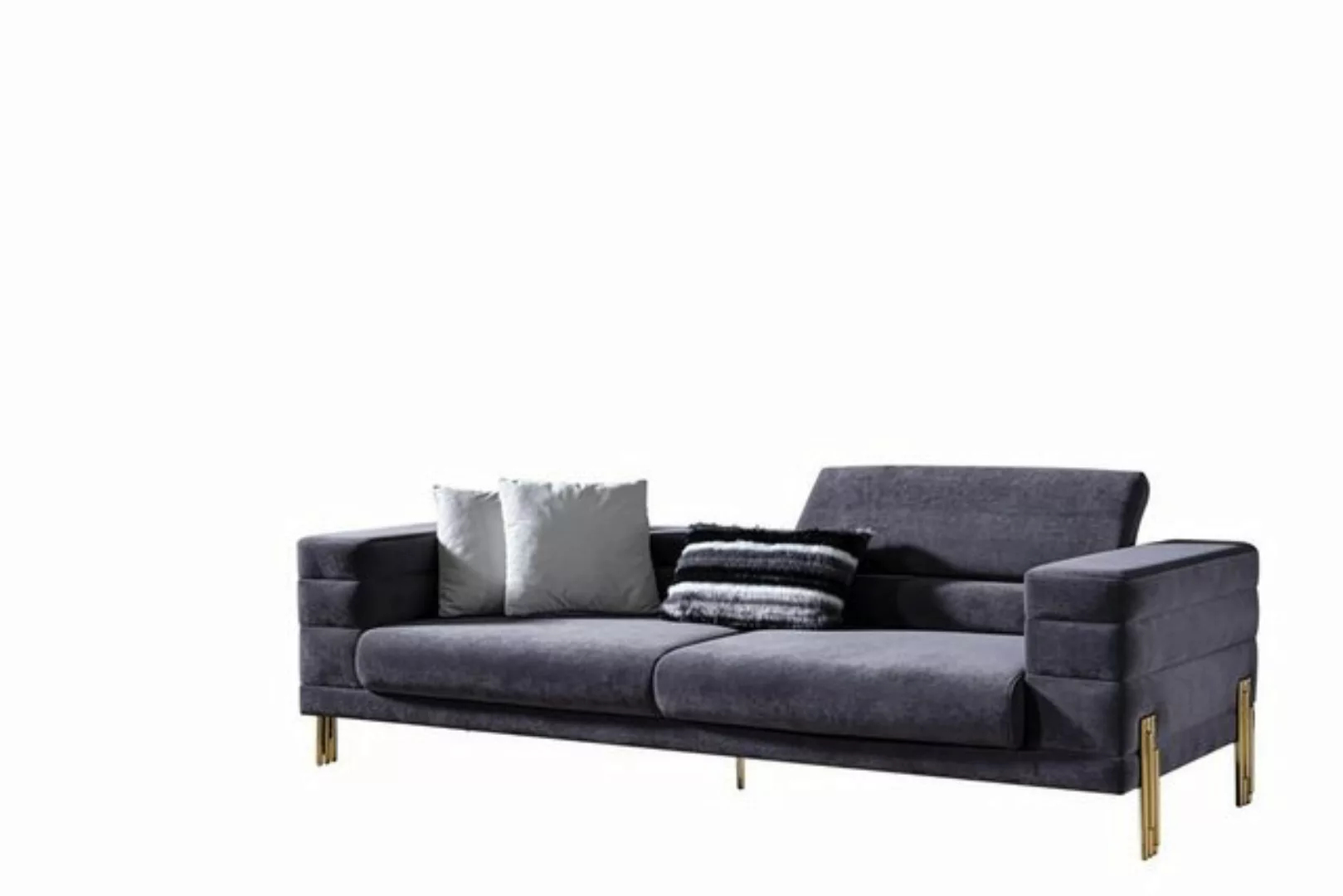 JVmoebel Sofa Dreisitzer Sofa 3 Sitzer Sofas Stoff Grau Wohnzimmer Luxus Mo günstig online kaufen