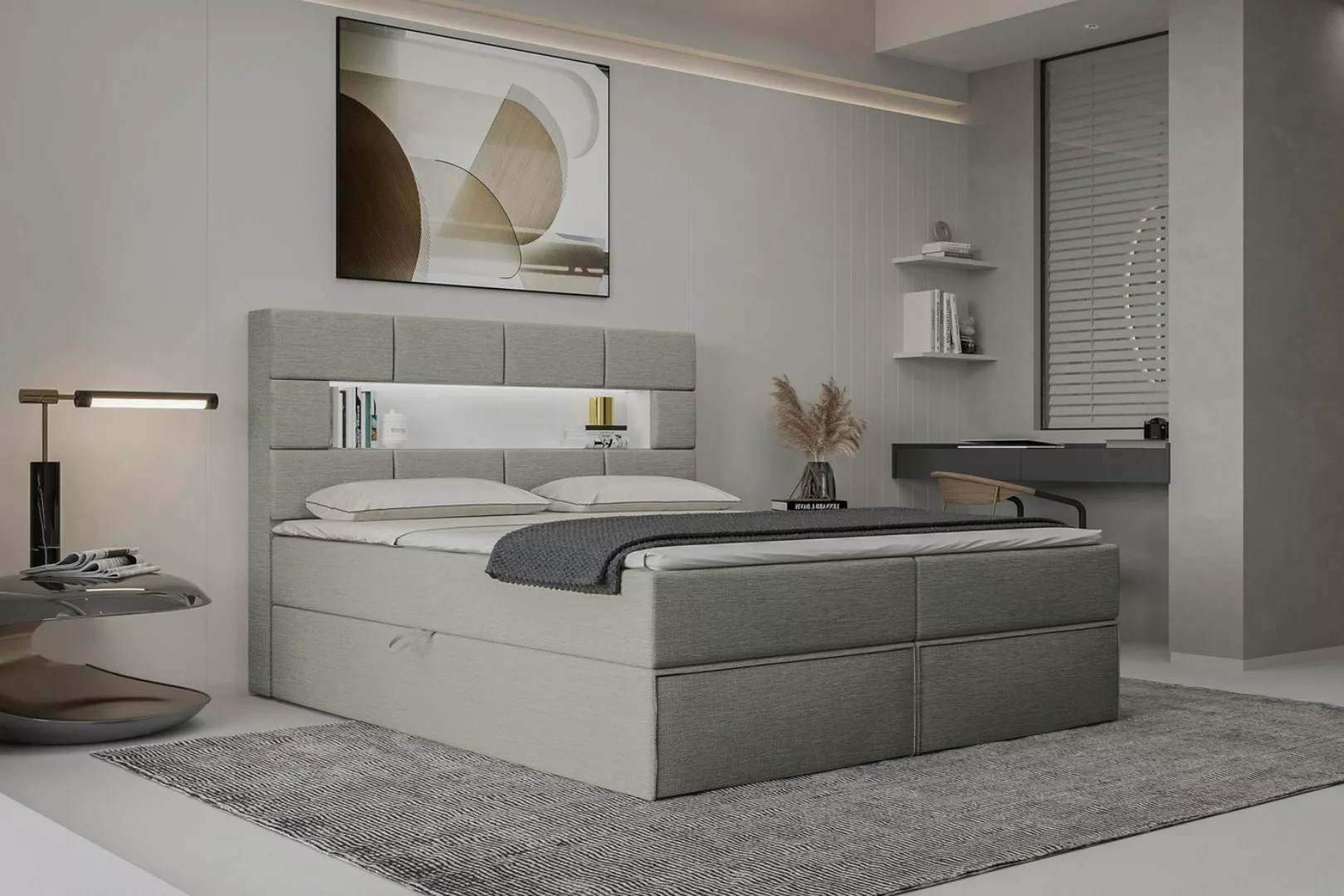 Stylefy Boxspringbett Comfy (Schlafzimmerbett, Bett), LED-Beleuchtung günstig online kaufen