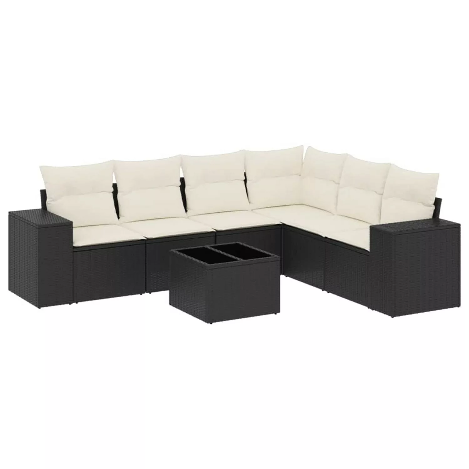 vidaXL 7-tlg Garten-Sofagarnitur mit Kissen Schwarz Poly Rattan Modell 247 günstig online kaufen