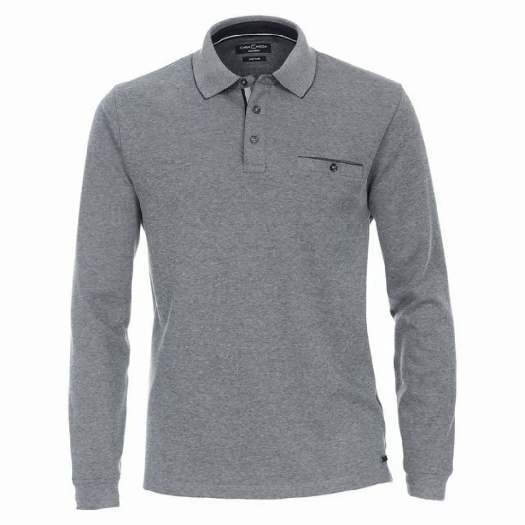 CASAMODA Langarm-Poloshirt CasaModa Langarm-Polo Übergröße silber-navy mela günstig online kaufen