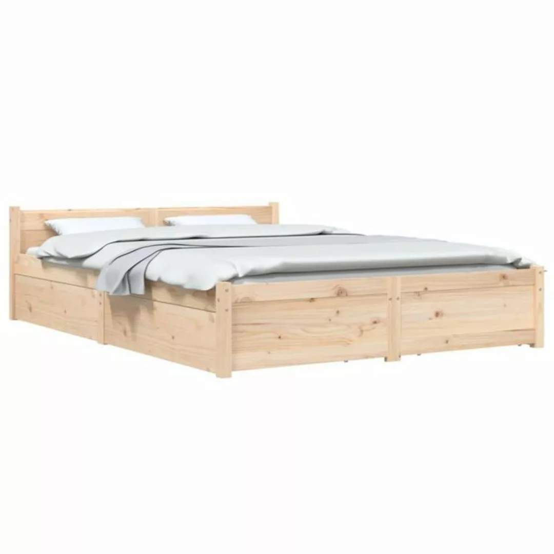 furnicato Bettgestell Bett mit Schubladen 140x190 cm (1-tlg) günstig online kaufen