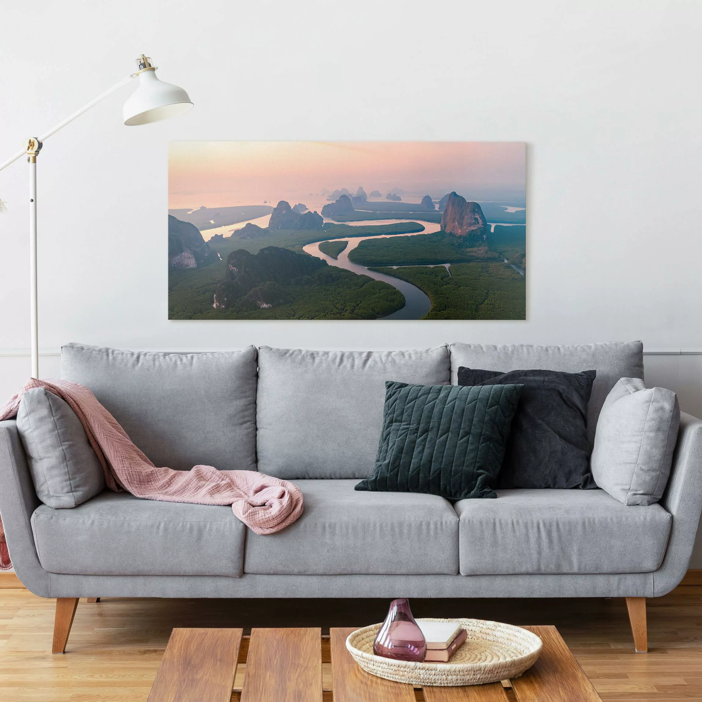 Leinwandbild Flusslandschaft in Thailand günstig online kaufen