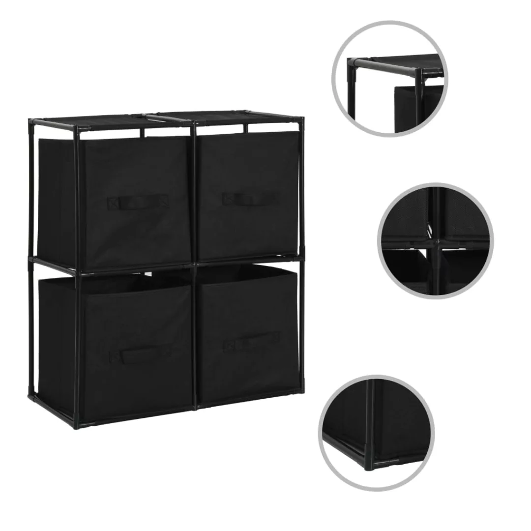 Lagerschrank Mit 4 Stoffkörben Schwarz 63ã30ã71 Cm Stahl günstig online kaufen