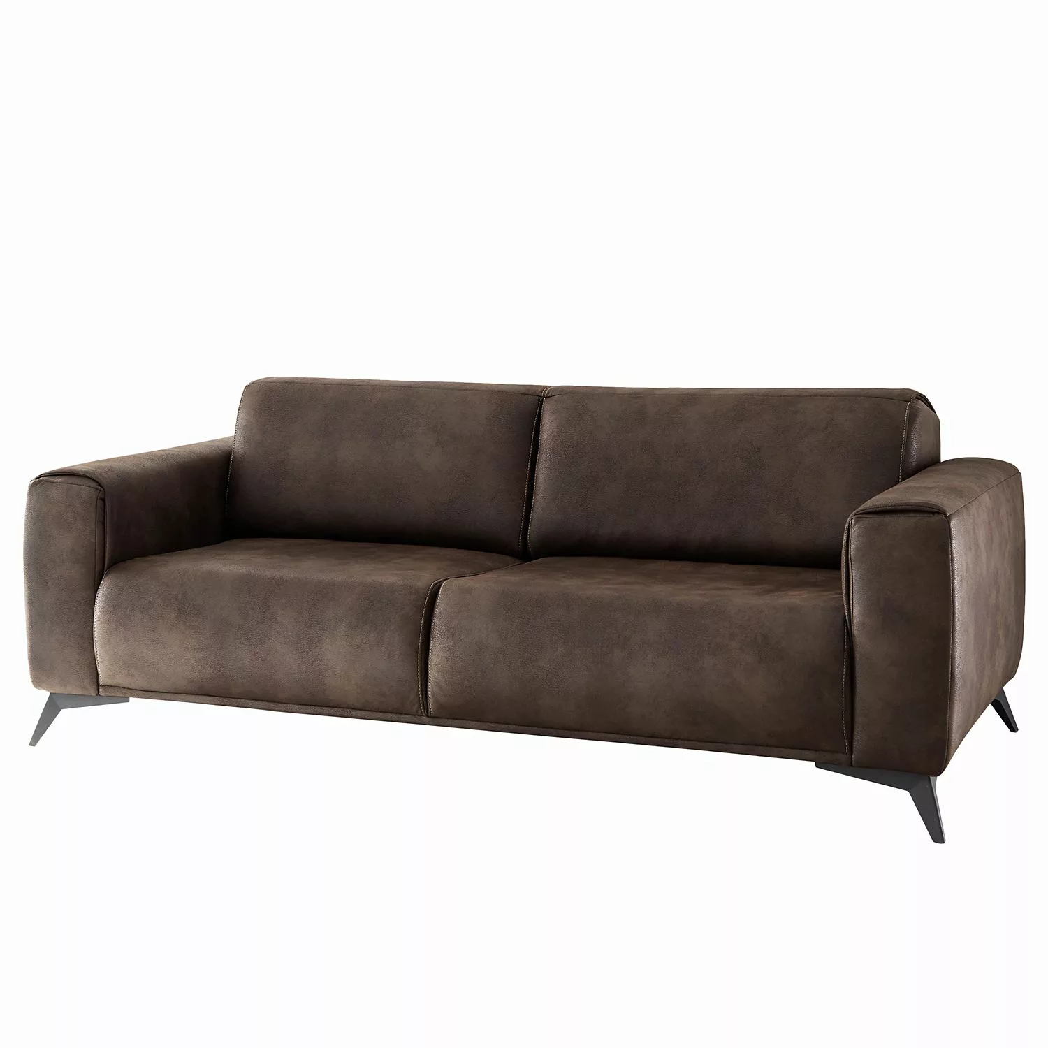 home24 Red Living Sofa Churchill 3-Sitzer Dunkelbraun Microfaser 212x82x96 günstig online kaufen