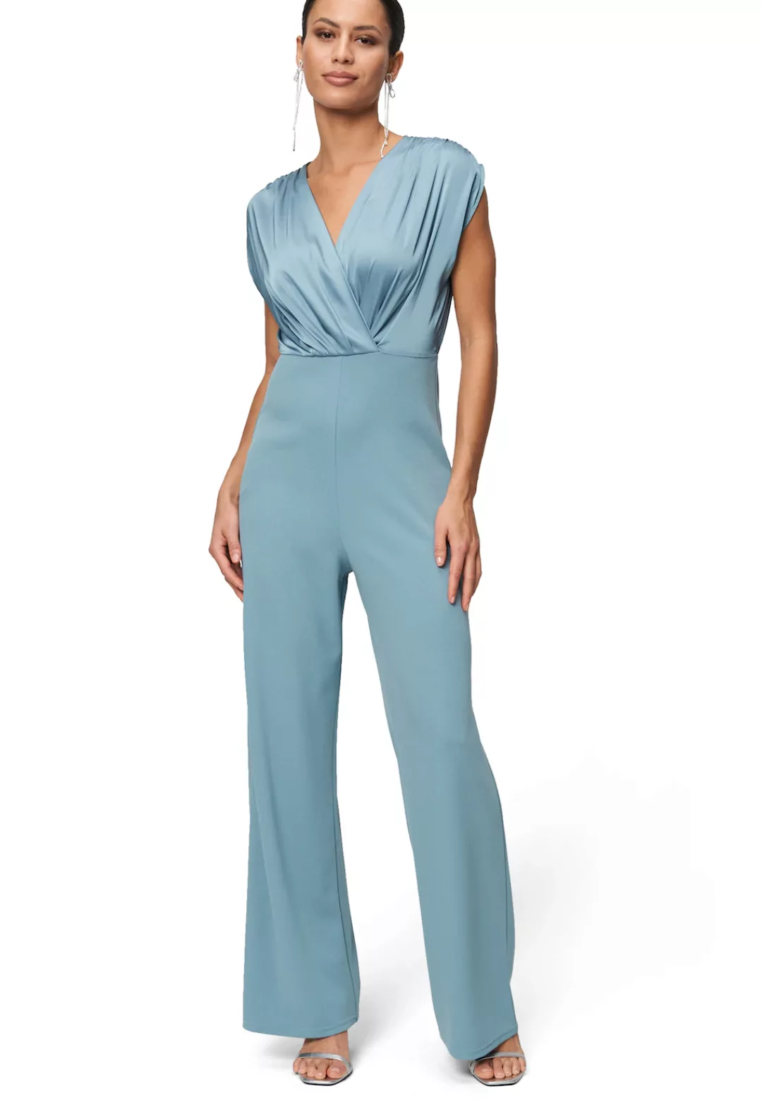 Zero Overall "zero Damen Jumpsuit im Materialmix", (1 tlg.), Wickeldesign günstig online kaufen