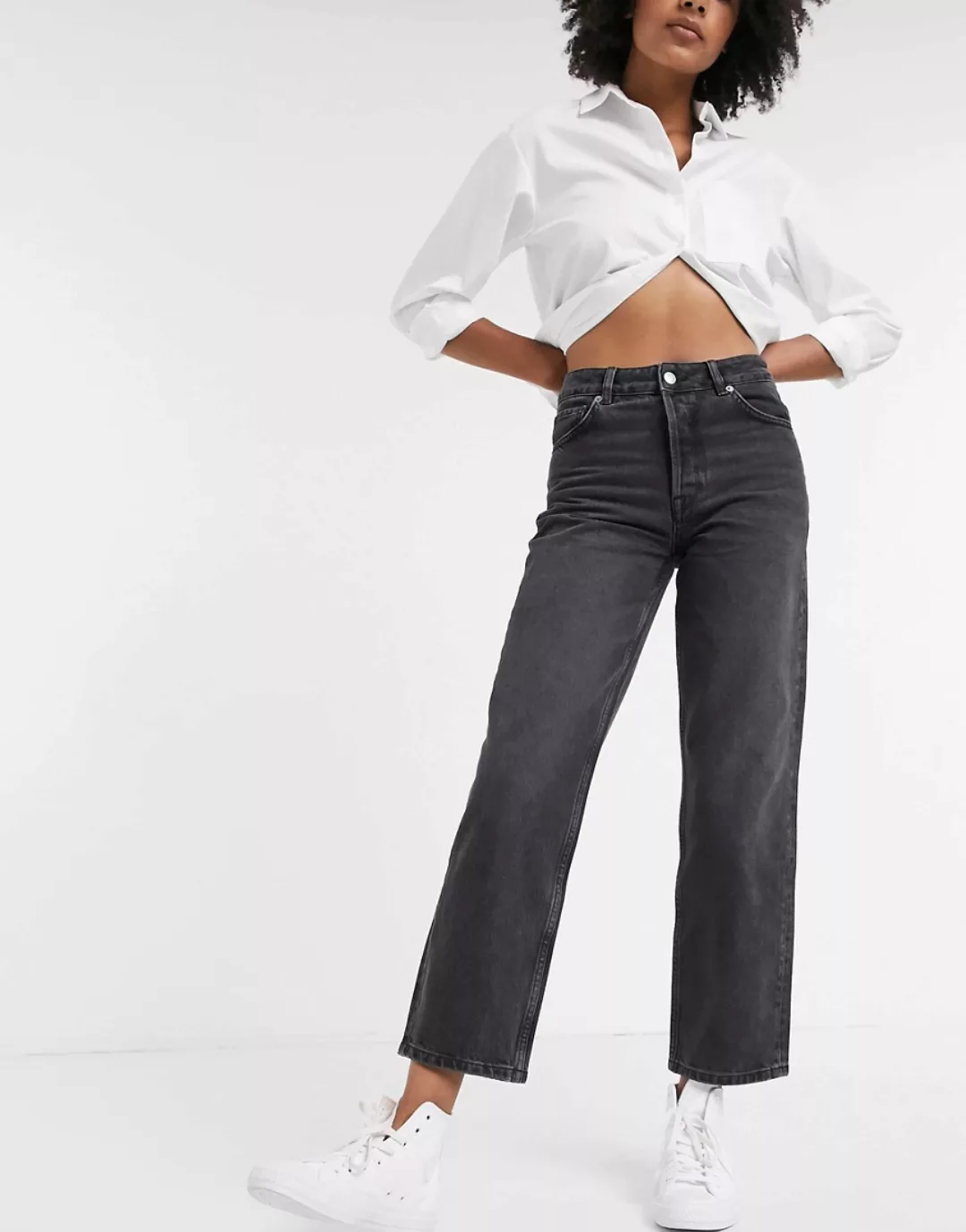 Selected Femme – Gerade geschnittene Jeans aus Bio-Baumwolle in verwaschene günstig online kaufen