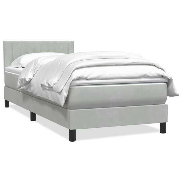 vidaXL Boxspringbett, Boxspringbett mit Matratze Hellgrau 80x220 cm Samt günstig online kaufen