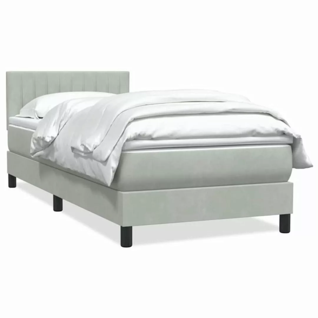 vidaXL Boxspringbett, Boxspringbett mit Matratze Hellgrau 80x210 cm Samt günstig online kaufen