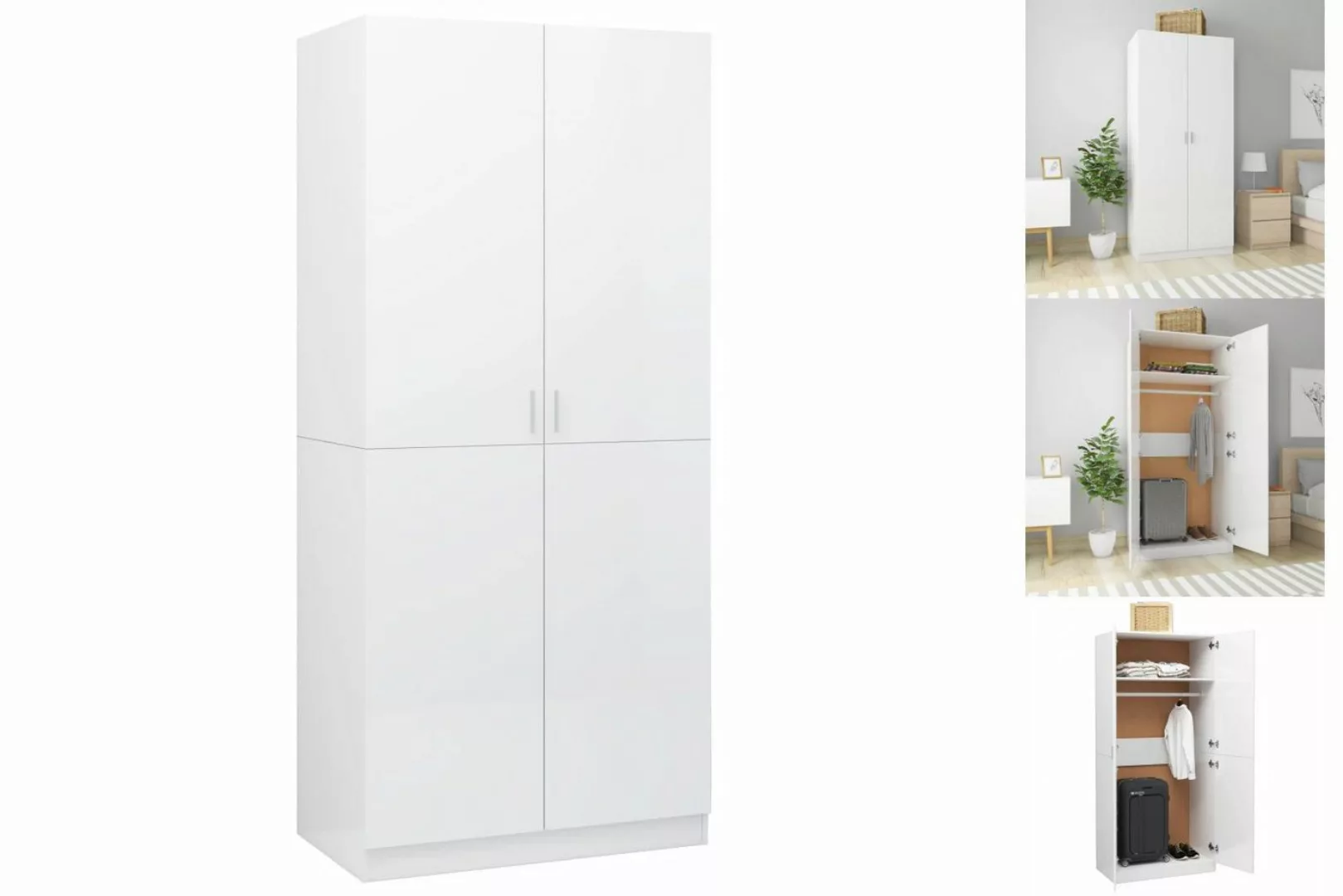 vidaXL Kleiderschrank Kleiderschrank Hochglanz-Weiß 9052200 cm Spanplatte günstig online kaufen