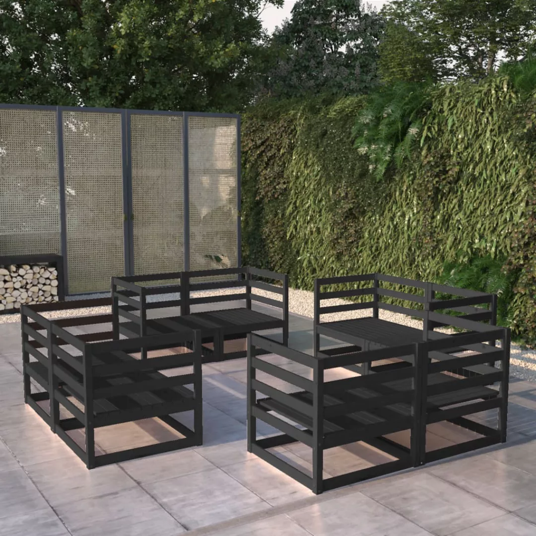 8-tlg. Garten-lounge-set Schwarz Massivholz Kiefer günstig online kaufen