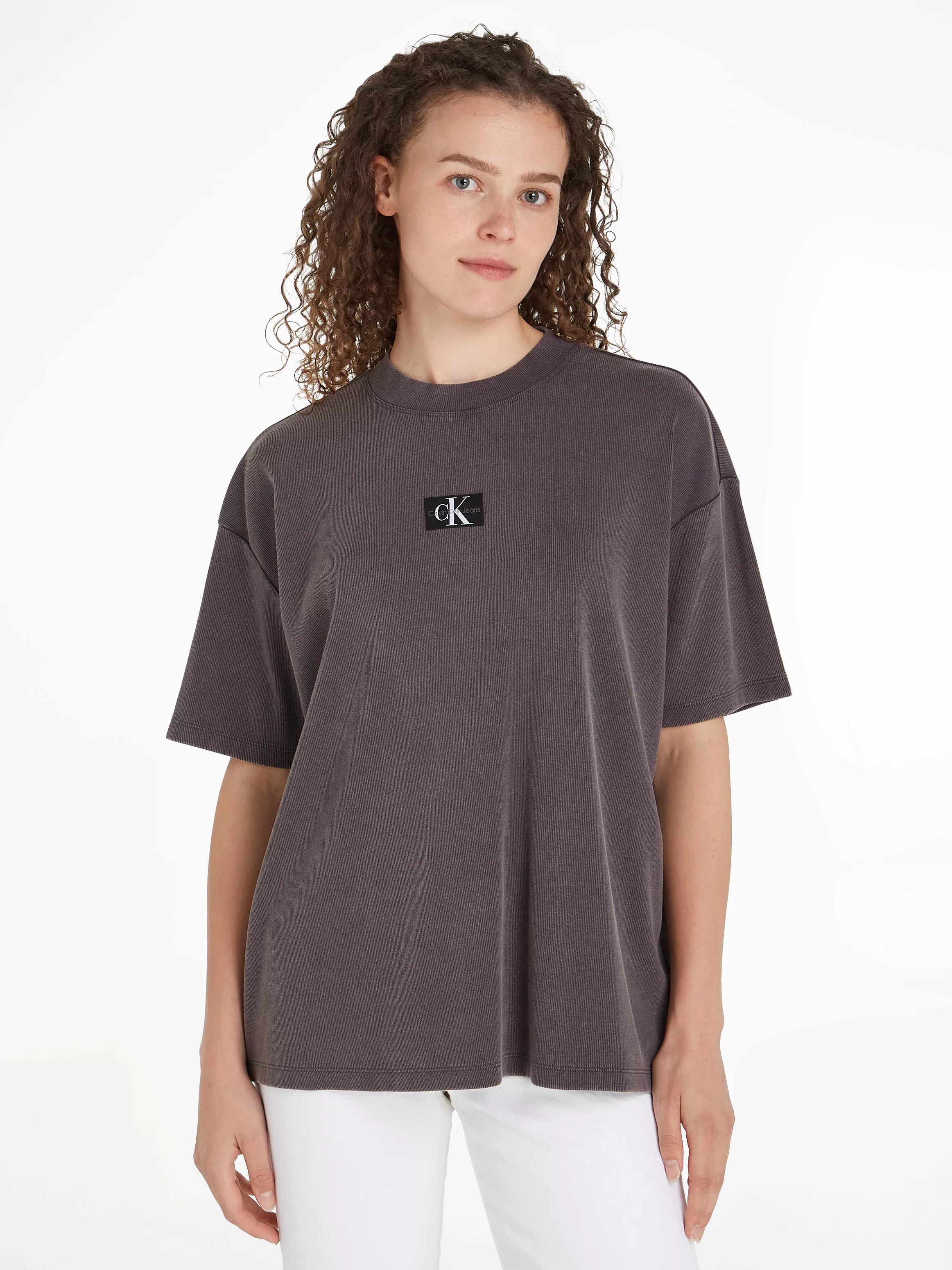 Calvin Klein Jeans T-Shirt "WASHED RIB LABEL BOYFRIEND TEE", mit Logomarken günstig online kaufen