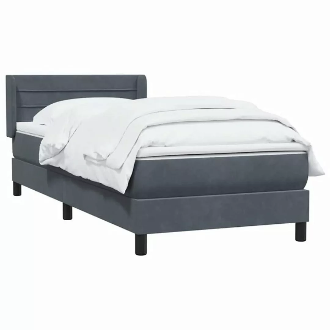 vidaXL Bett Boxspringbett mit Matratze Dunkelgrau 90x210 cm Samt günstig online kaufen