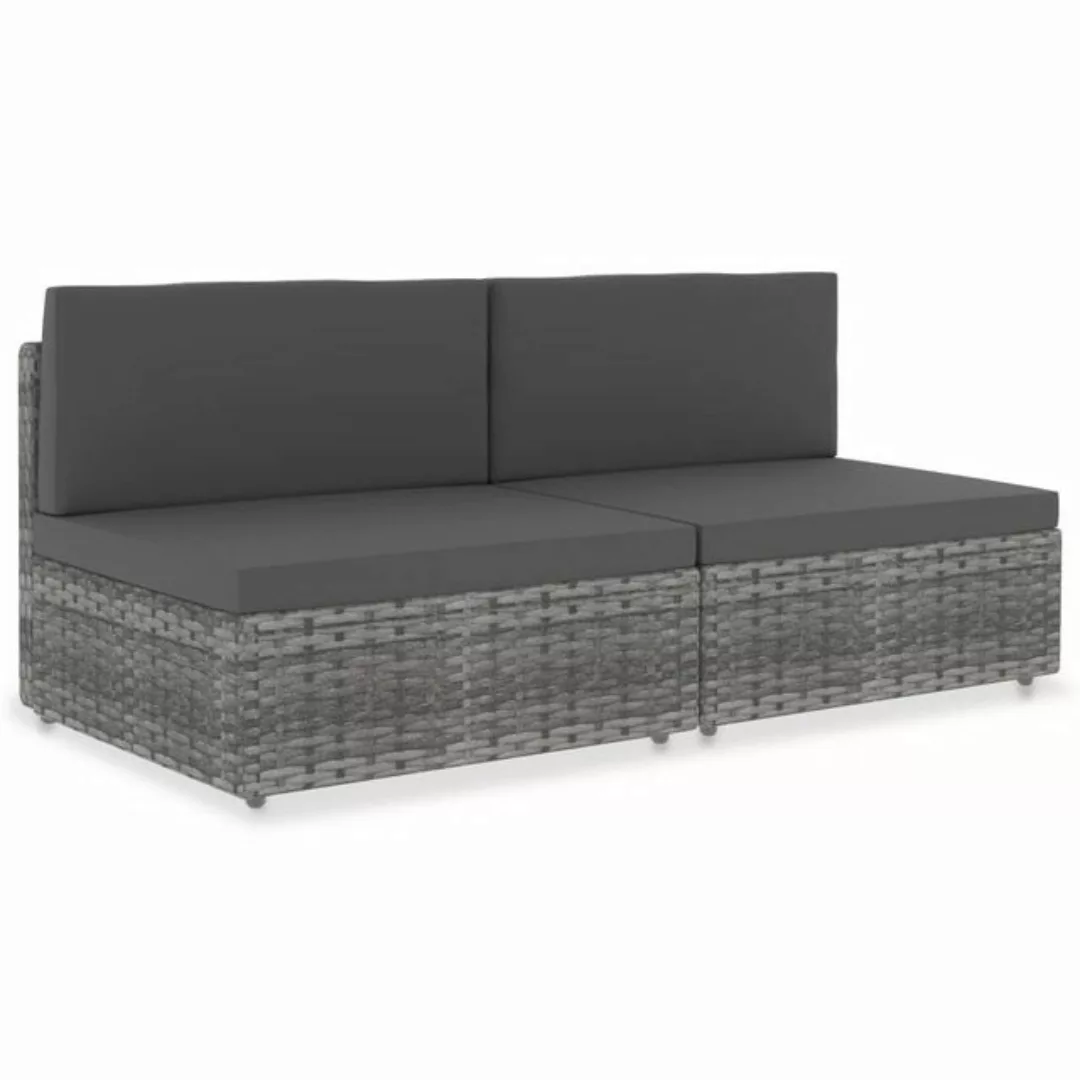 Modulares 2-sitzer-sofa Poly Rattan Grau günstig online kaufen