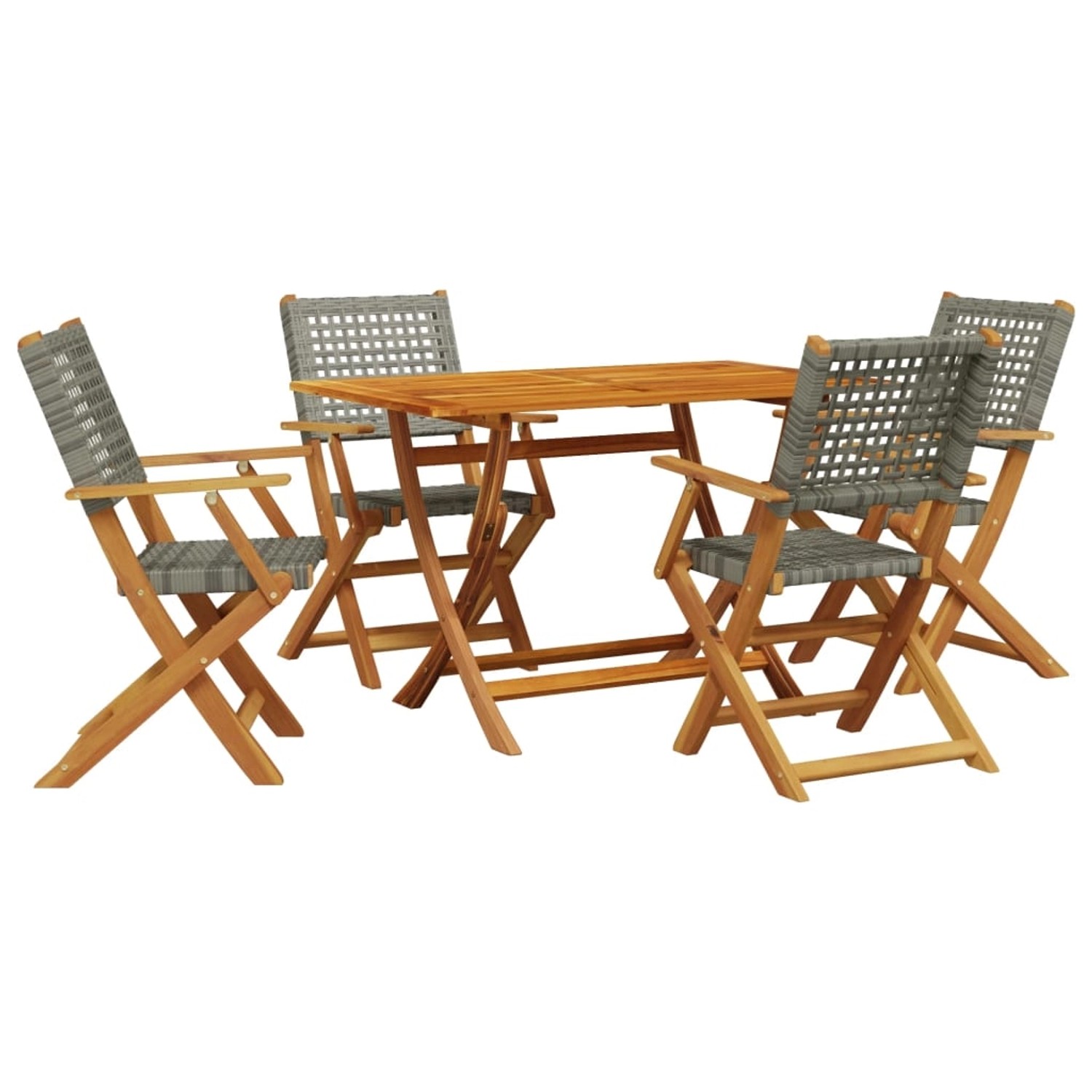 vidaXL 5-Tlg Garten-Essgruppe Grau Poly Rattan und Massivholz 3281695 günstig online kaufen