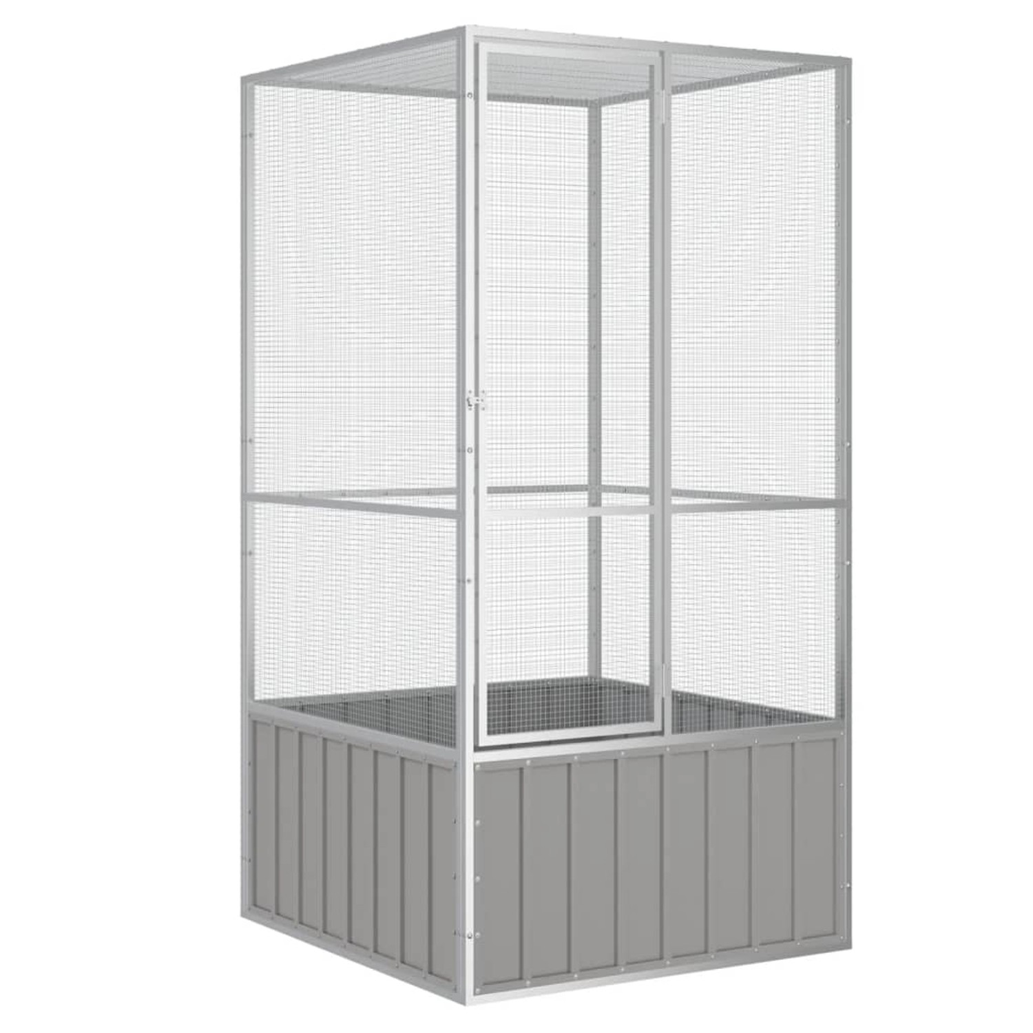 vidaXL Vogelkäfig Grau 111x107x211,5 cm Verzinkter Stahl günstig online kaufen