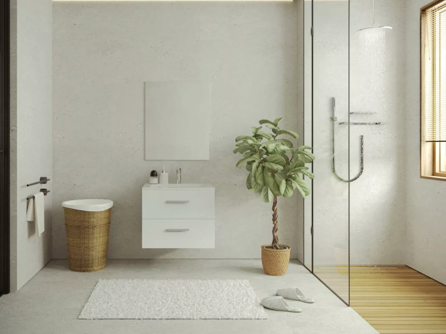 Waschbeckenunterschrank hängend - Weiß - 60 cm - KAYLA günstig online kaufen