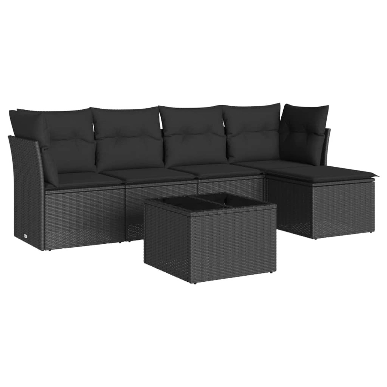 vidaXL 6-tlg Garten-Sofagarnitur mit Kissen Schwarz Poly Rattan Modell 66 günstig online kaufen