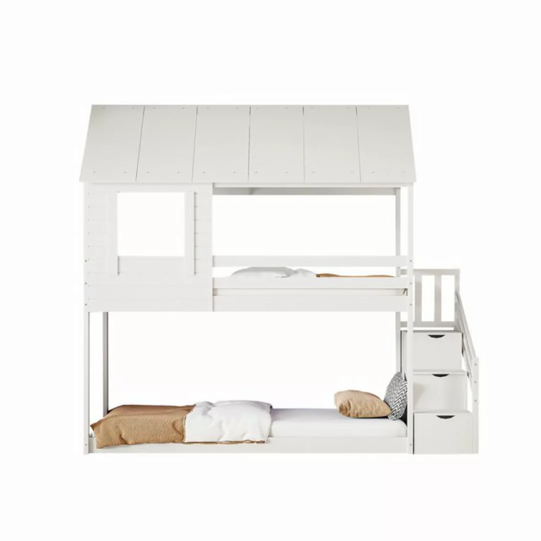 Flieks Etagenbett, Kinderbett Hochbett 90x200cm mit Stauraumtreppe und ober günstig online kaufen