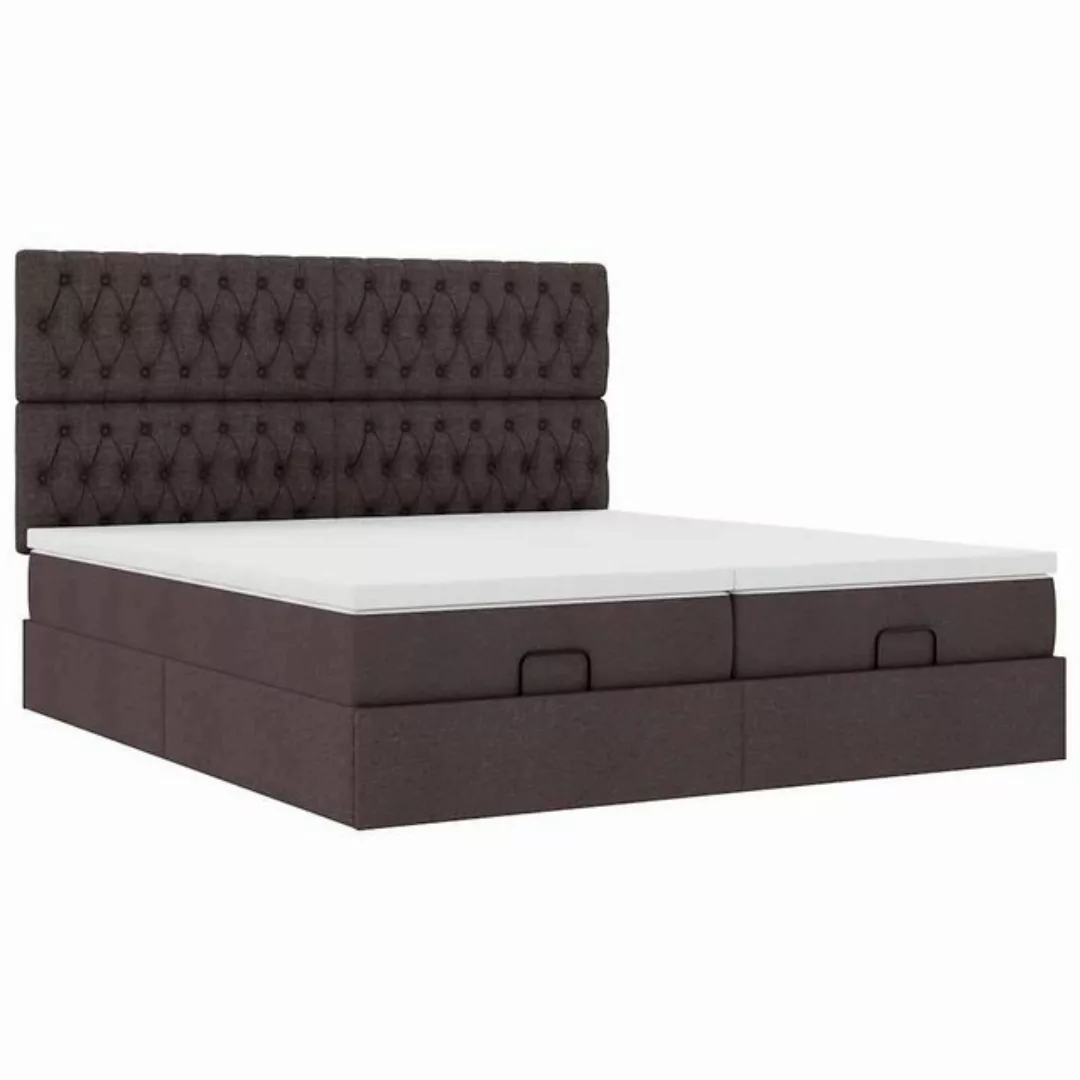 vidaXL Bett, Ottoman-Bett mit Matratzen & LEDs Dunkelbraun 160x200 cm Stoff günstig online kaufen