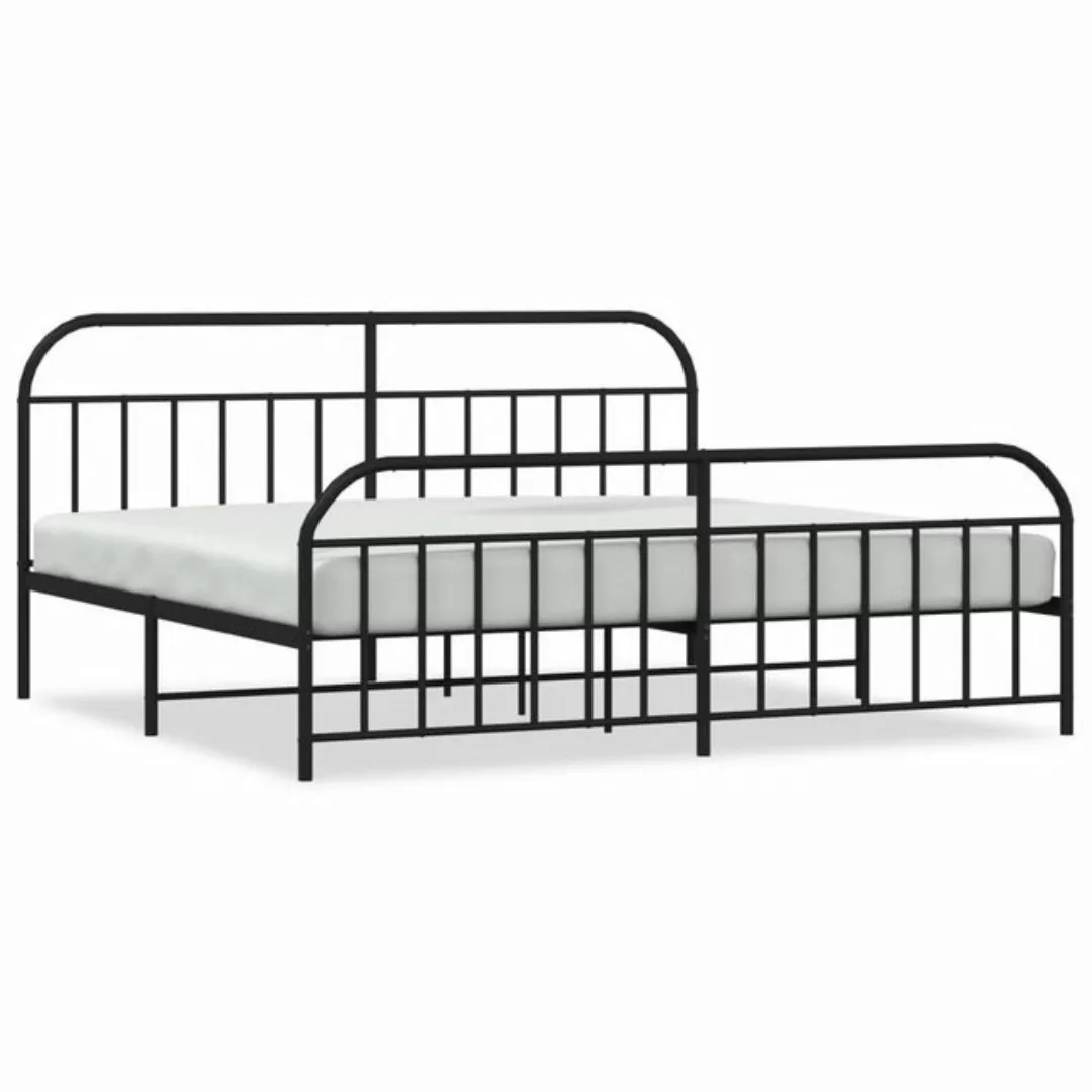 furnicato Bett Bettgestell mit Kopf- und Fußteil Metall Schwarz 200x200 cm günstig online kaufen