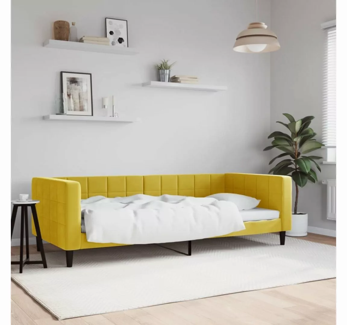 vidaXL Bettgestell Tagesbett Gelb 90x200 cm Samt Gästebett Gästecouch Gäste günstig online kaufen