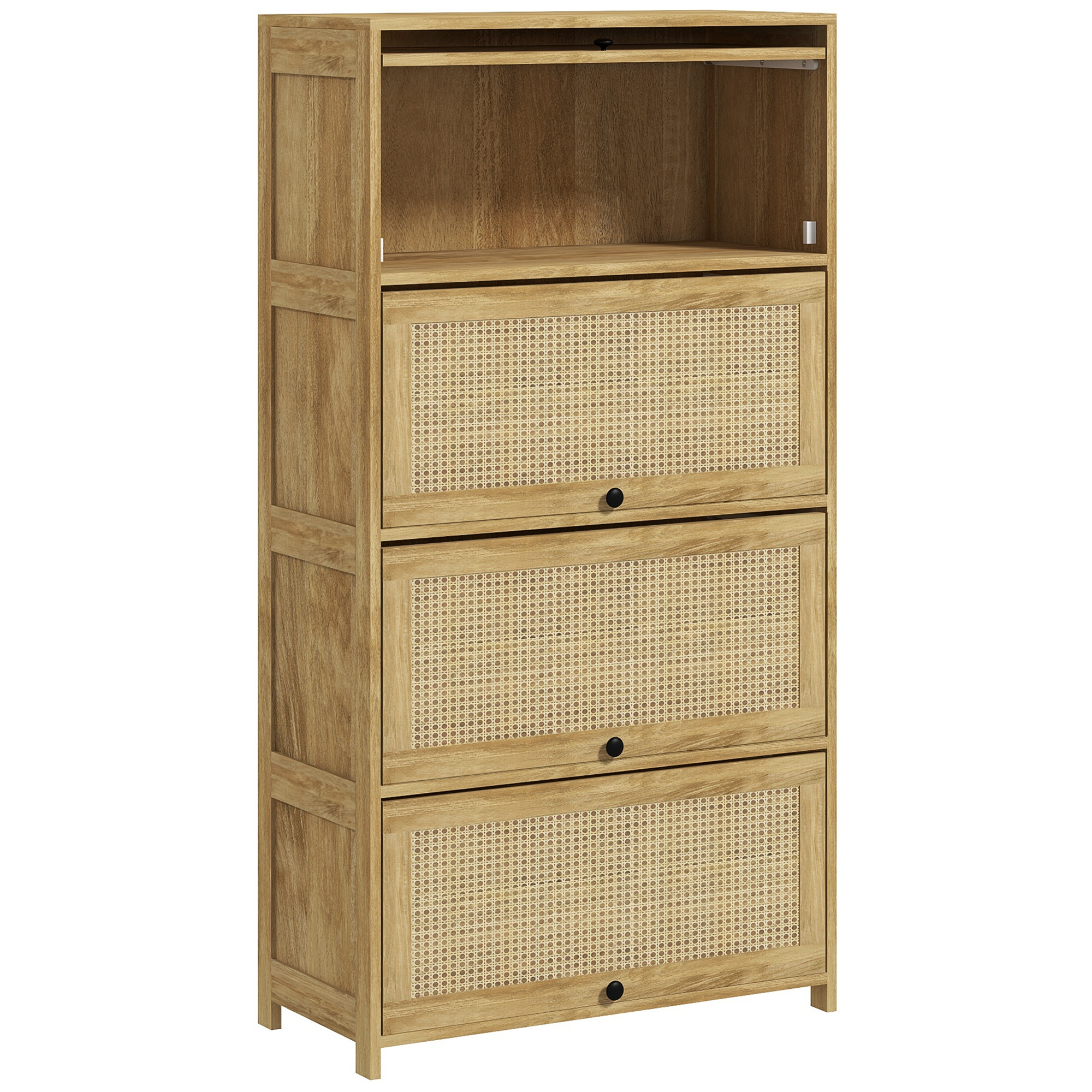 HOMCOM Küchenschrank im Boho-Stil mit 4 Klappentüren, Küchenbuffet aus Span günstig online kaufen