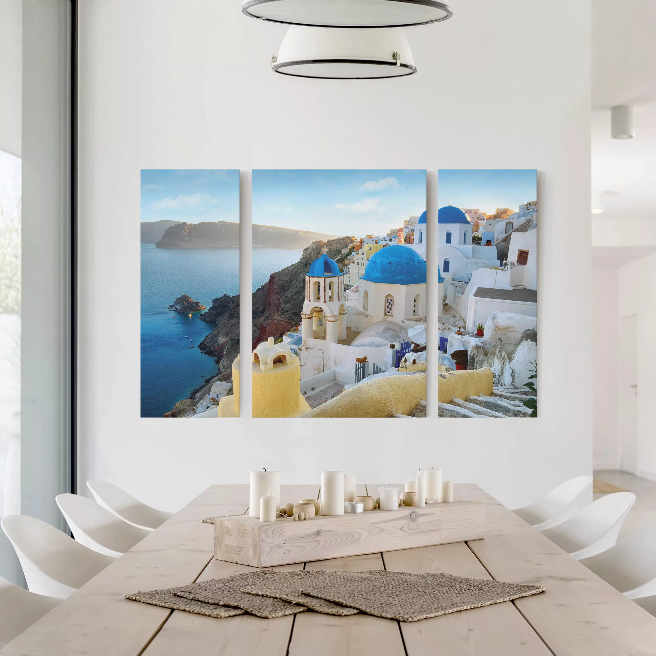 3-teiliges Leinwandbild Architektur & Skyline - Querformat Santorini günstig online kaufen