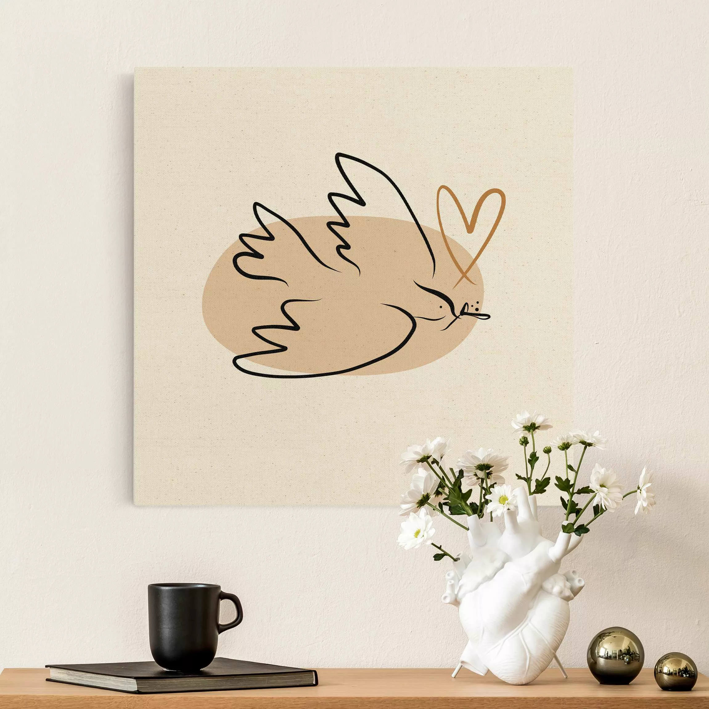 Leinwandbild auf Naturcanvas Picasso Interpretation - Friedenstaube günstig online kaufen