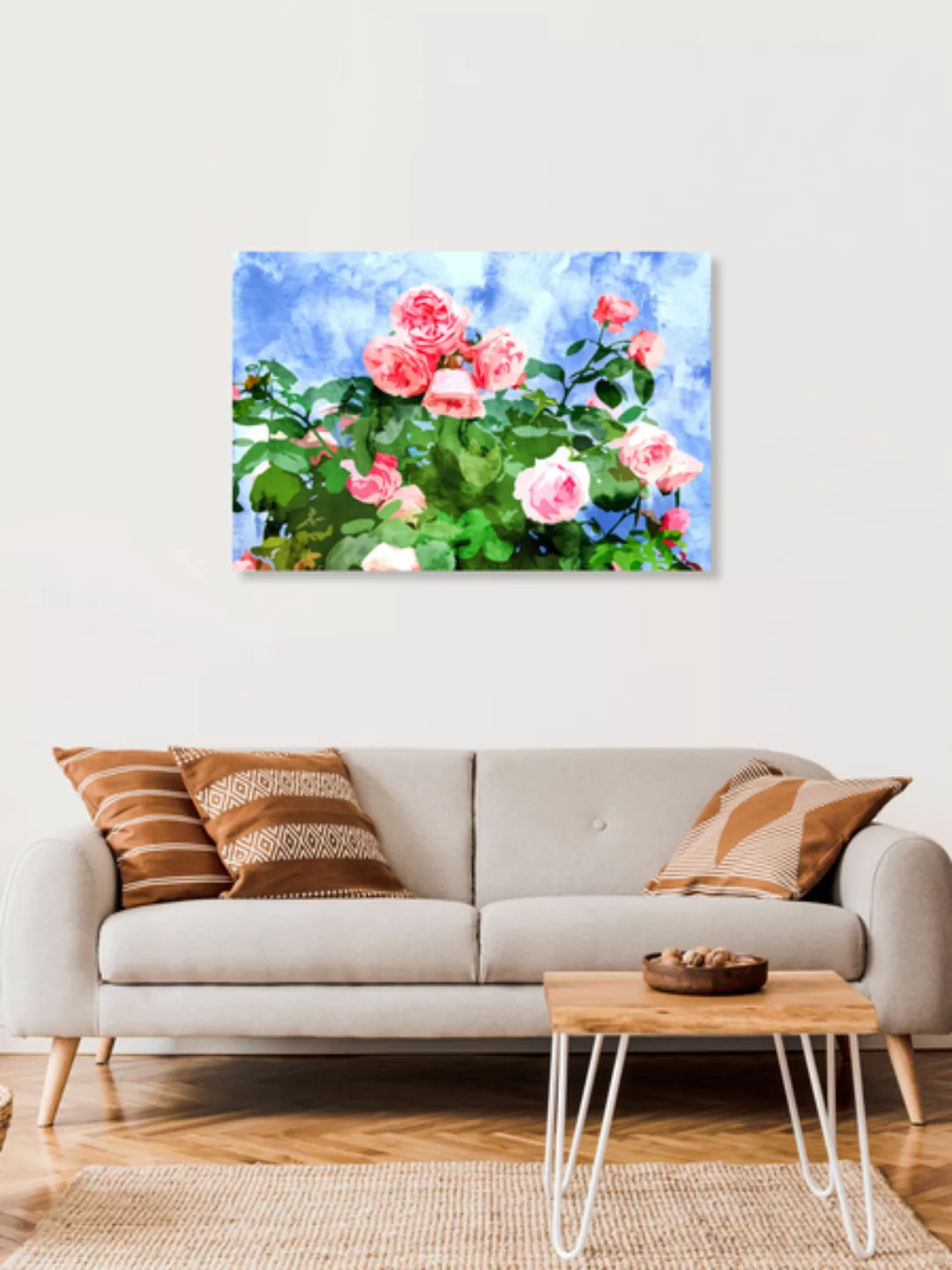 Poster / Leinwandbild - Sweet Rose Garden, Nature Botanical Watercolor Pain günstig online kaufen