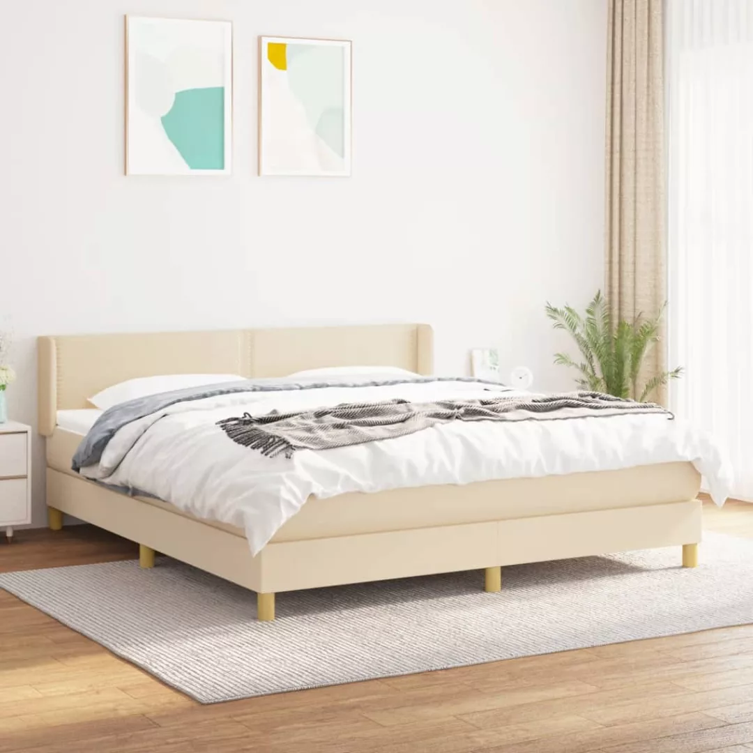 Vidaxl Boxspringbett Mit Matratze Creme 180x200 Cm Stoff günstig online kaufen