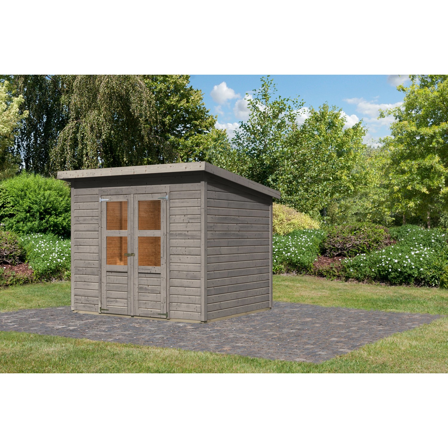 Karibu Gartenhaus Vellinge 5 Vorvergraut 219 x 238 x 210 cm günstig online kaufen
