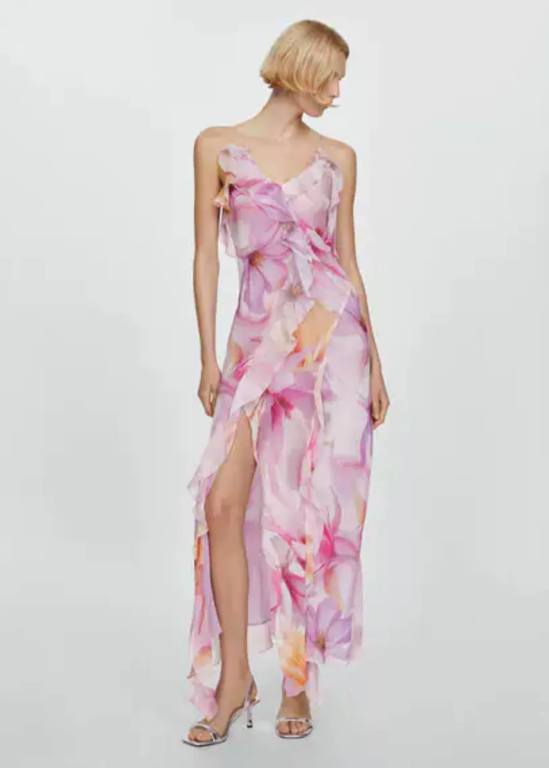 Florales Kleid mit Rüschen günstig online kaufen