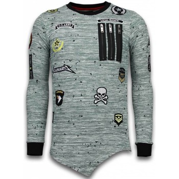 Local Fanatic  Sweatshirt Long Asymmetric Embriordry Patches günstig online kaufen