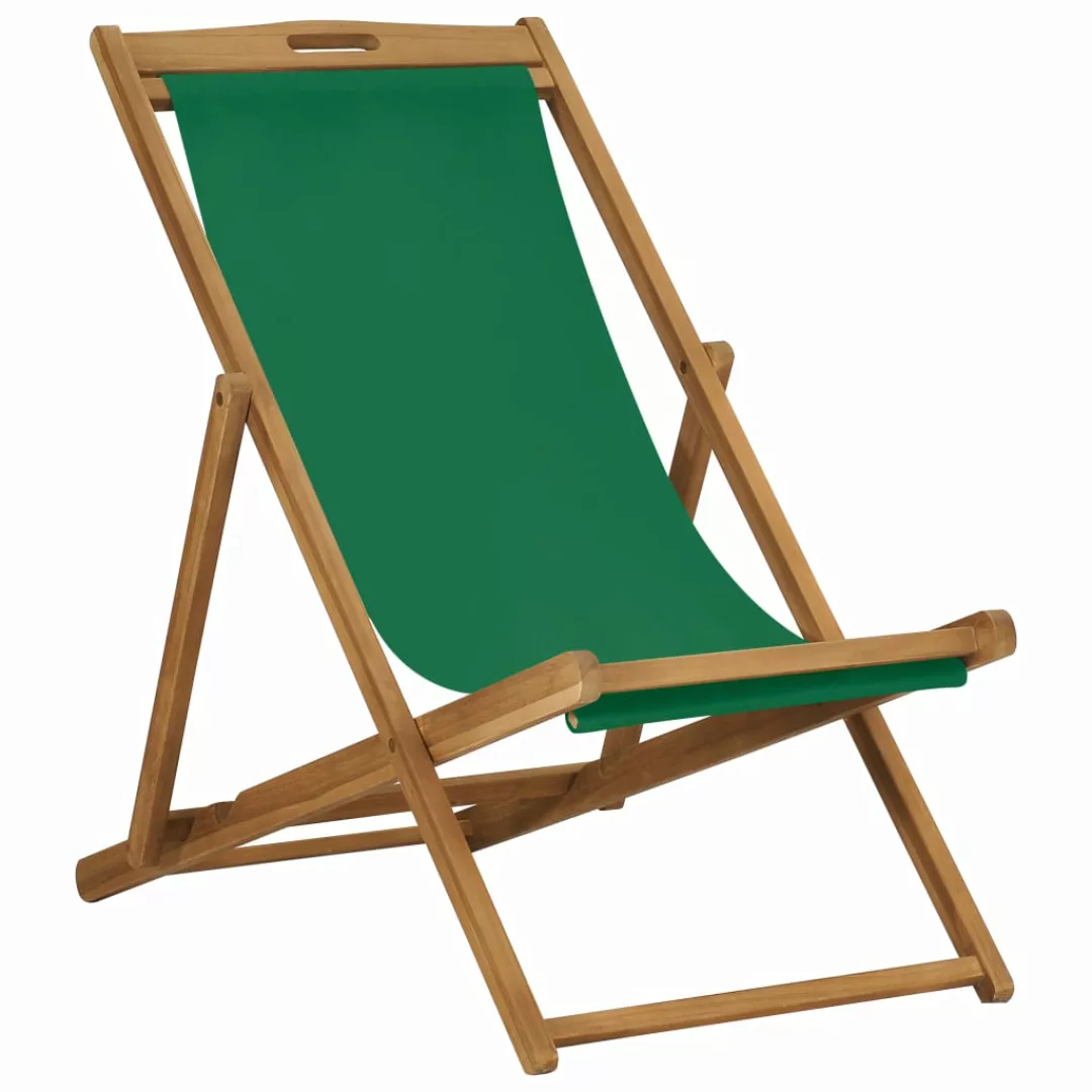 Strandstuhl Klappbar Massivholz Teak Grün günstig online kaufen