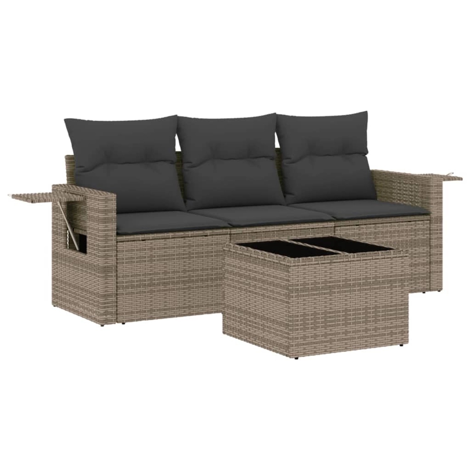 vidaXL 4-Tlg Garten-Sofagarnitur mit Kissen Grau Poly Rattan 3252207 günstig online kaufen