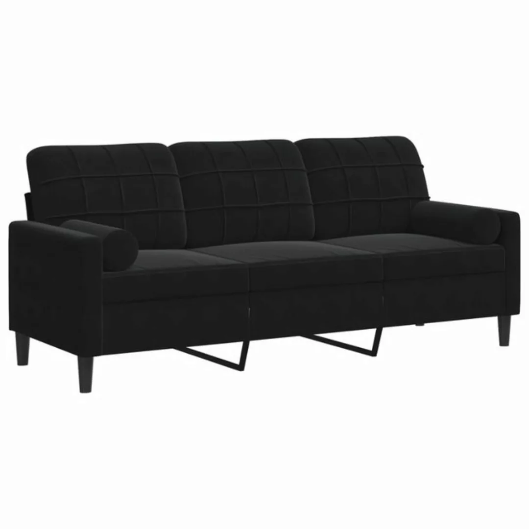 vidaXL Sofa, 3-Sitzer-Sofa mit Zierkissen Schwarz 180 cm Samt günstig online kaufen