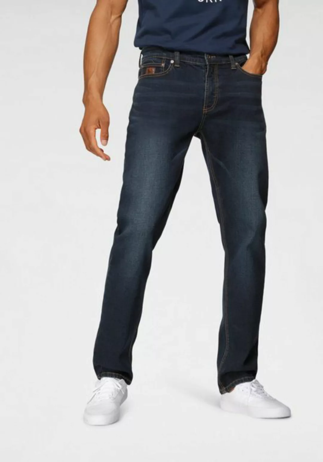 Bruno Banani Straight-Jeans Hutch gerade Beinform, teilweise mit modischen günstig online kaufen