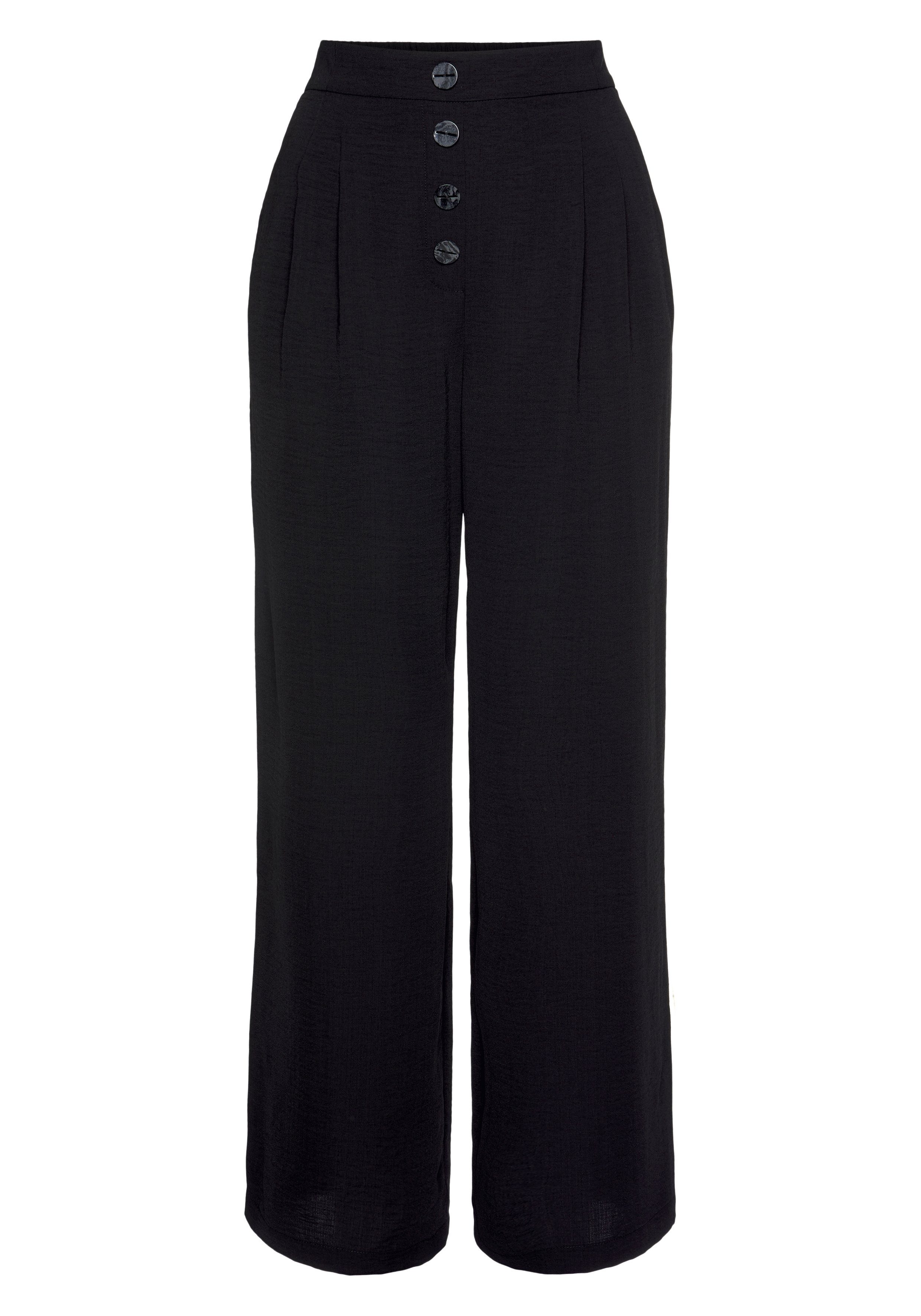 LASCANA Palazzohose, mit Zierknöpfen und bequemen Bund, leichte Stoffhose m günstig online kaufen