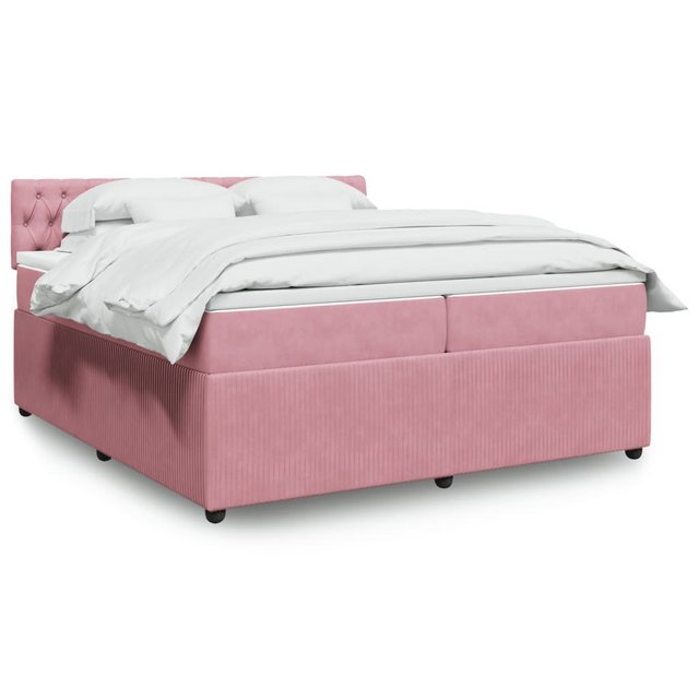 vidaXL Boxspringbett, Boxspringbett mit Matratze Rosa 200x200 cm Samt günstig online kaufen