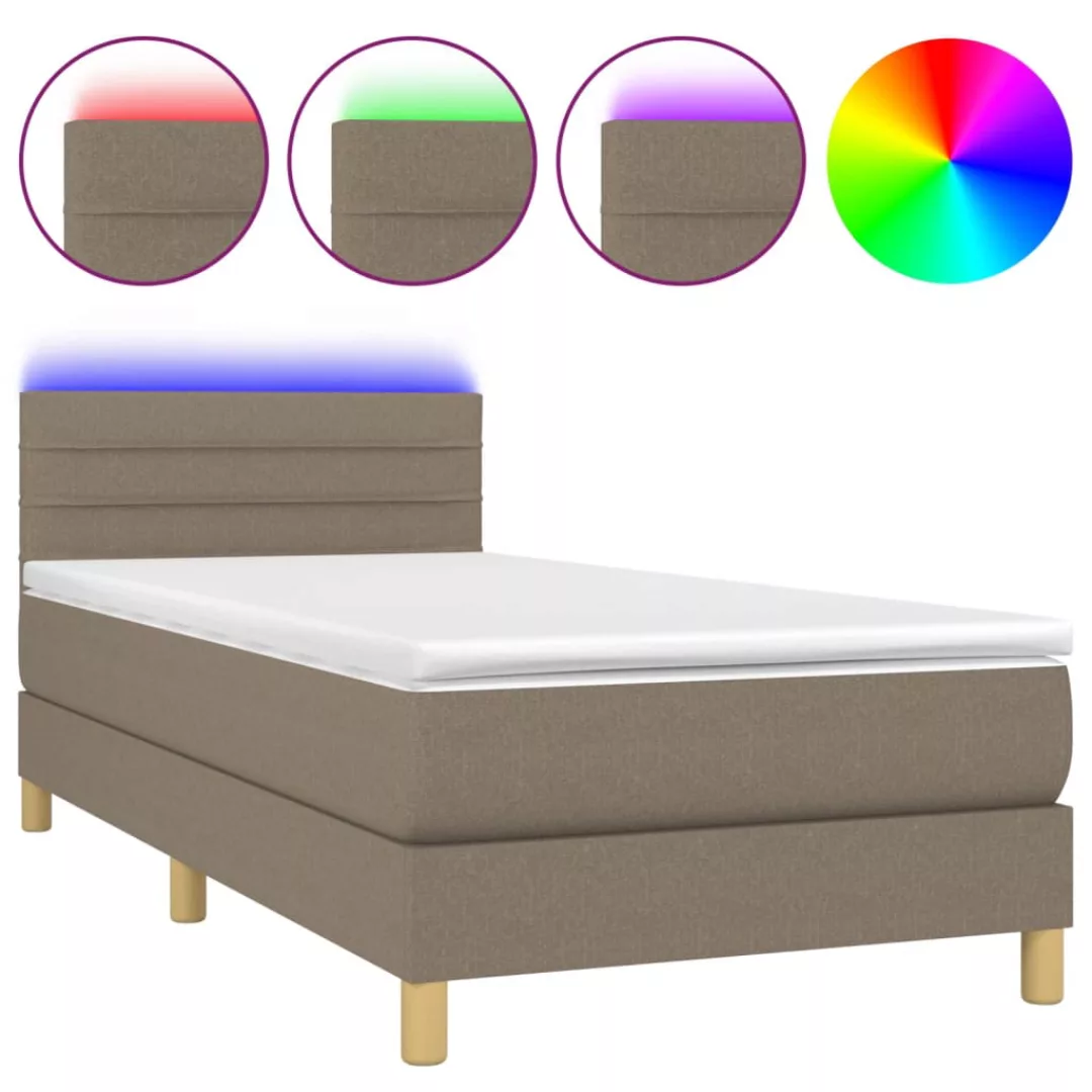 Vidaxl Boxspringbett Mit Matratze & Led Taupe 100x200 Cm Stoff günstig online kaufen
