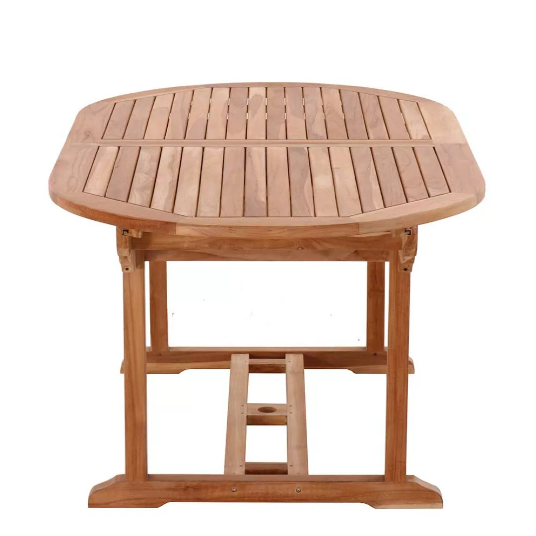 Ovaler Terrassen Esstisch aus Teak Massivholz ausziehbar günstig online kaufen