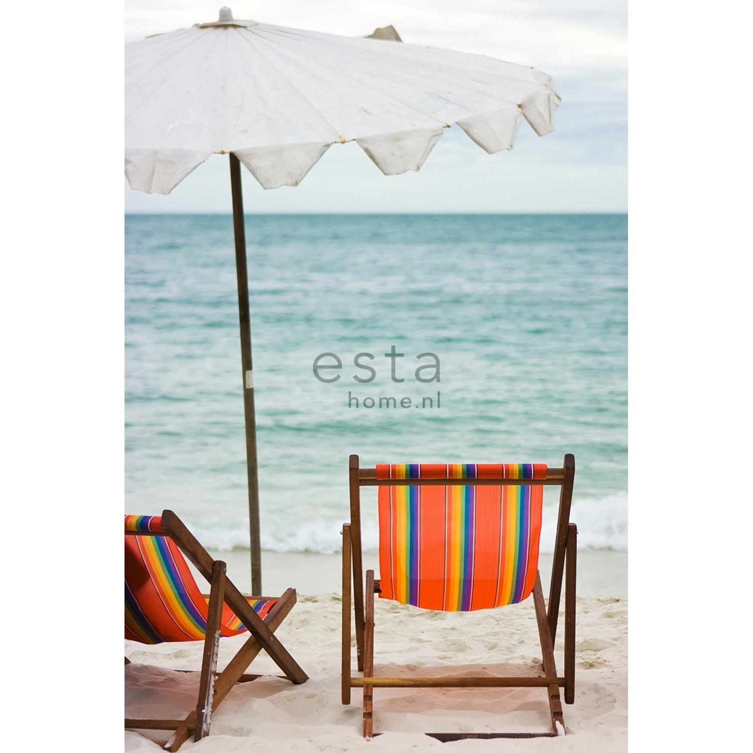 ESTAhome Fototapete Strand-Motiv Meeresgrün und Orange 186 x 270 cm 156512 günstig online kaufen