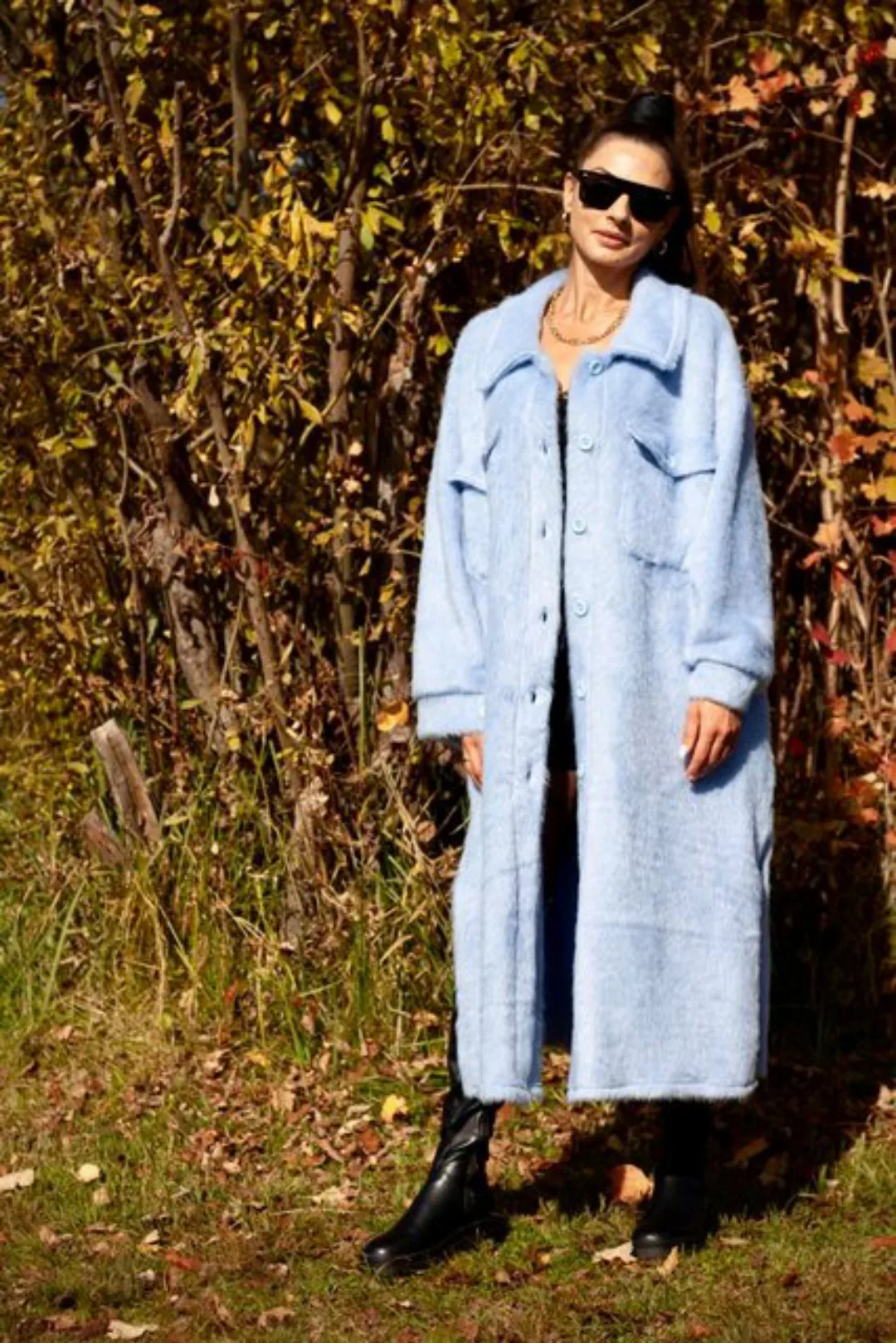 Lelü Fashion Langmantel Oversize Mantel hellblau günstig online kaufen