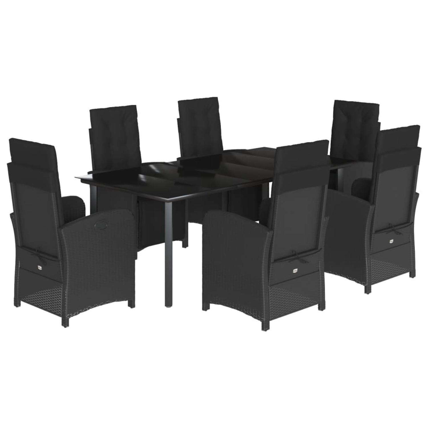 vidaXL 7-Tlg Garten-Essgruppe mit Kissen Schwarz Poly Rattan 3212540 günstig online kaufen